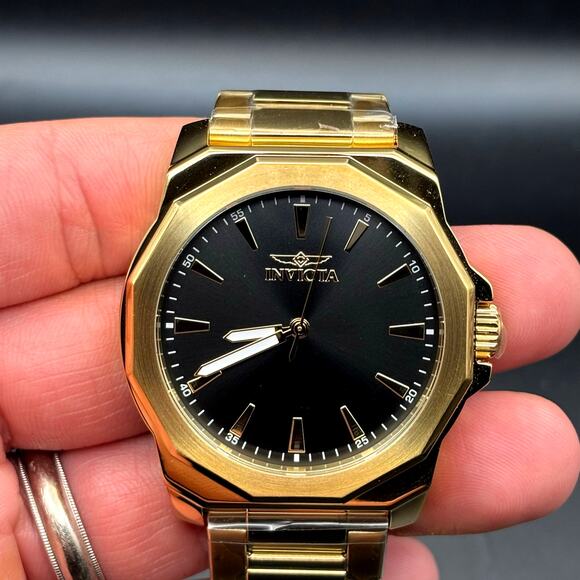 Invicta 46839 Speedway Gold Tone Mens Watch Black Dial Stainless Steel NIBWT - Picture 7 of 17